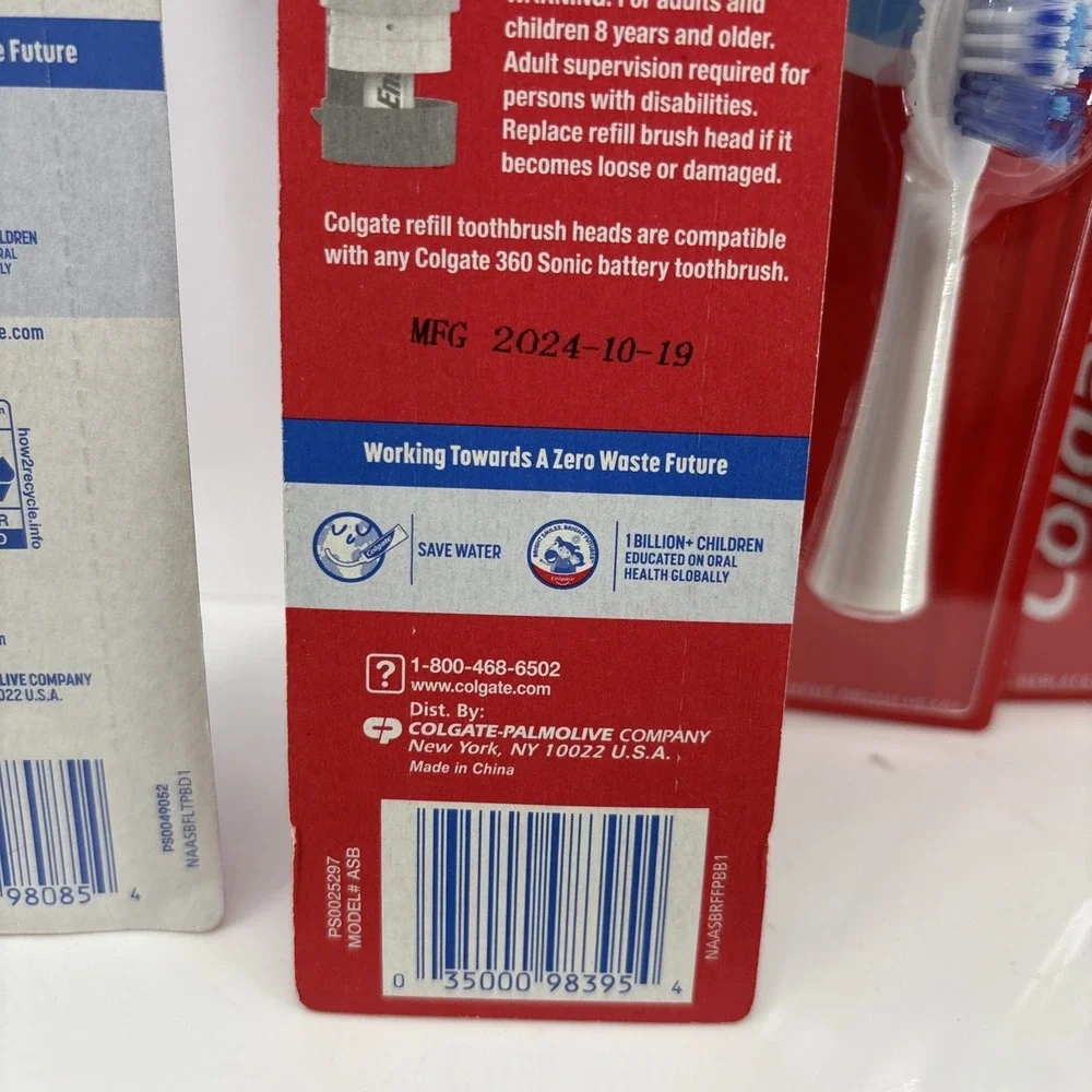 Colgate 360 Power Deep Clean Toothbrush & 6 Sonic Floss-Tip Brush Rep Heads Soft